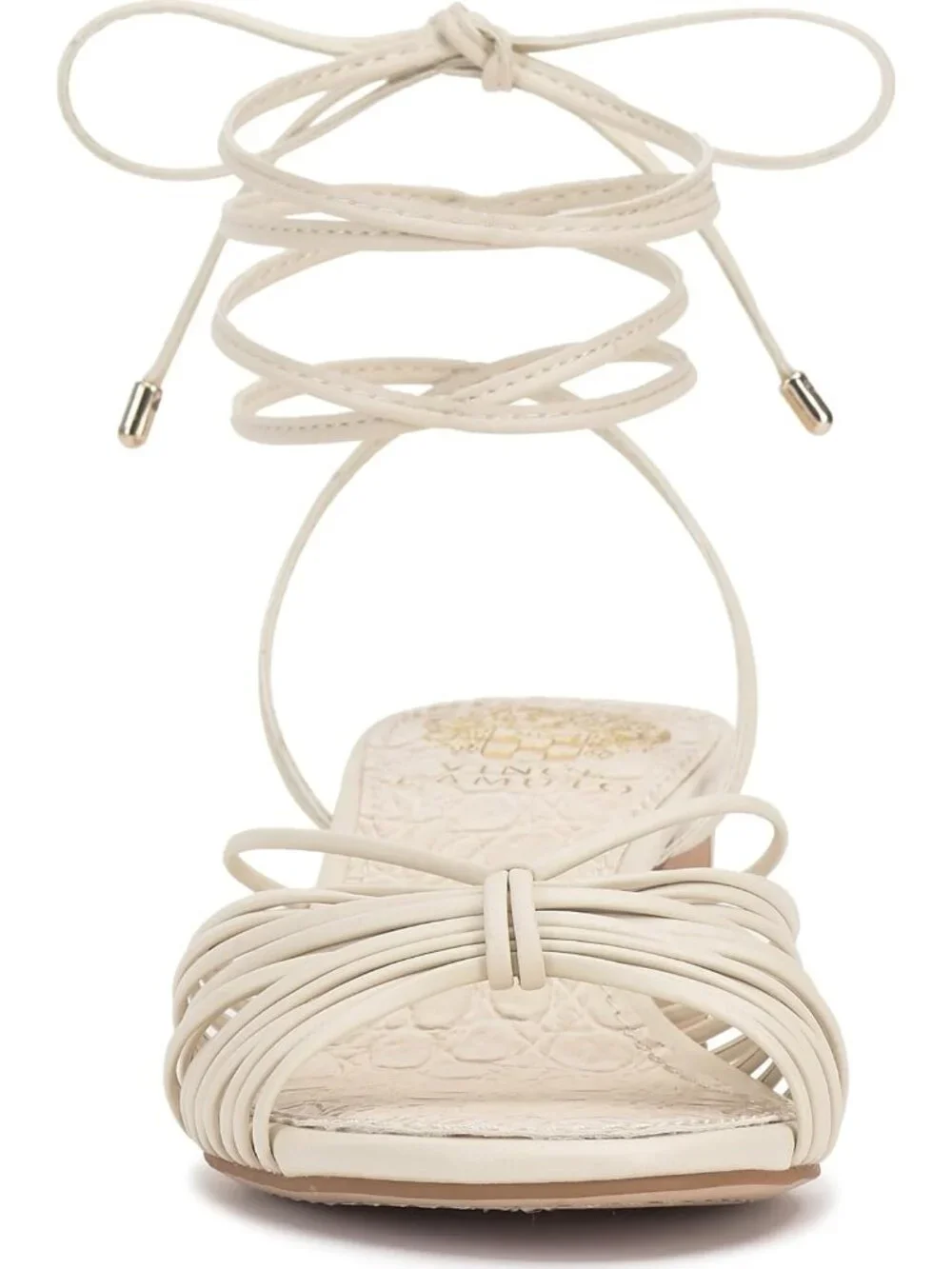 Vince Camuto Women's Creamy White Lory Ankle Wrap Kitten Heels Sandals Slip On